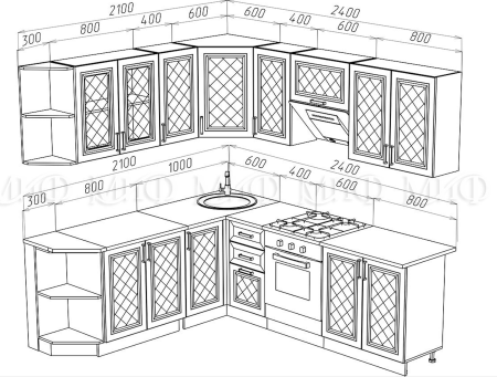 Кухонный Гарнитур Ирма Угловой МДФ 2100 х 2400 мм/Разные Цвета 