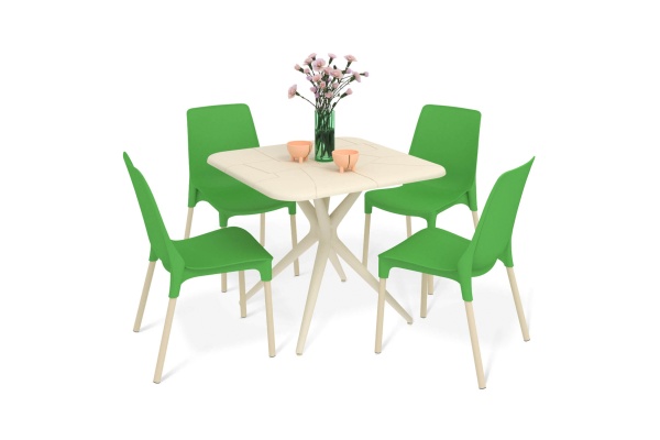 Обеденная группа SHT-DS203 бежевый / зеленый / ваниль