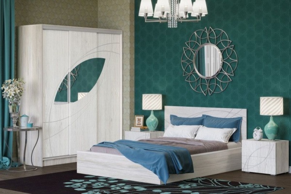 Кровать Каролина-10 МДФ Ясень Патина/Артвуд Светлый (сп.м.1,4х2,0)