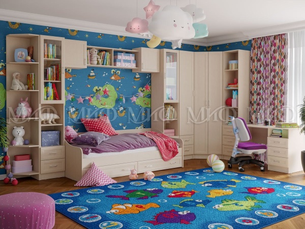 Детский Гарнитур Звезда (Ш- 4412 + 1200 мм х Г-952 мм x В-2200 мм)