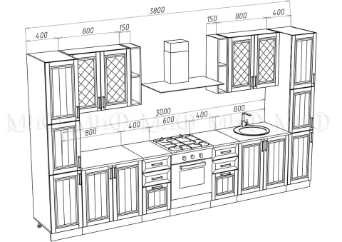 Кухонный Гарнитур Настенька 3800 мм МДФ/Разные Цвета